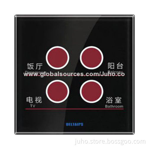 4-gang Touch Sensor, Light Touch Switch, Crystal Glass Panel with LED Indicator